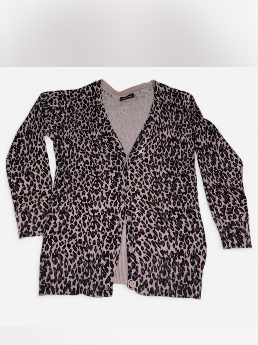 WetSeal- Leopard Print Button-Front Women's Cardigan Sweater